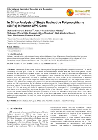 In Silico Analysis of Single Nucleotide Polymorphisms (Snps) in Human MPL Gene