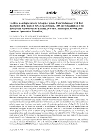 On Three Monotypic Nursery Web Spider Genera from Madagascar