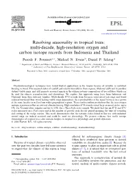 Resolving Seasonality in Tropical Trees: Multi-Decade, High-Resolution Oxygen and Carbon Isotope Records from Indonesia and Thailand