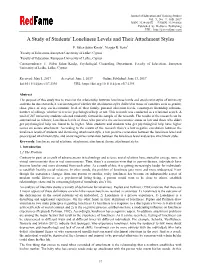 A Study of Students' Loneliness Levels and Their Attachment Styles
