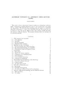 Algebraic Topology Iv Epiphany Term Lecture