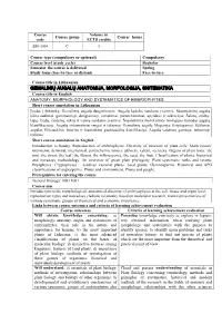 ANATOMY, MORPHOLOGY and SYSTEMATICS of EMBRIOPHYTES Short Course Annotation in Lithuanian Įvadas Į Botaniką