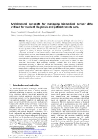 Architectural Concepts for Managing Biomedical Sensor Data Utilised for Medical Diagnosis and Patient Remote Care