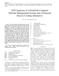 CFD Analyses of a Notebook Computer Thermal Management