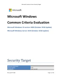 Microsoft Windows Common Criteria Evaluation Security Target