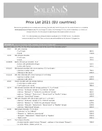Price List EU 2021