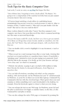 Tech Tips for the Basic Computer User - Pogue’S Posts - Technology - New York Times Blog 10/8/08 9:09 AM