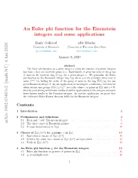 An Euler Phi Function for the Eisenstein Integers and Some Applications