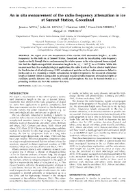 An in Situ Measurement of the Radio-Frequency Attenuation in Ice at Summit Station, Greenland