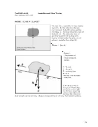 Geol 108 Lab #6 Landslides and Mass Wasting PART I. SLOPE