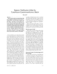 Impasse Clarification Within the Transference-Countertransference Matrix