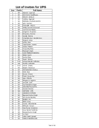 List of Invities for UPIS Sno Prefix Full Name 1 Mr