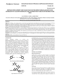 Method Development and Validation for the Simultaneous Quantitative Estimation of Calcium Dobesilate and Troxerutin in Tablets by Reverse Phase Hplc