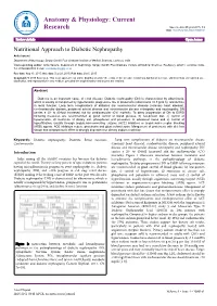 Nutritional Approach to Diabetic Nephropathy