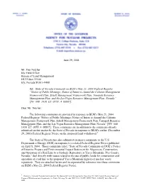 State of Nevada Comments on BLM's May 21, 2004 Federal Register