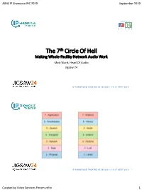 The 7Th Circle of Hell Making Whole-Facility Network Audio Work Matt Ward, Head of Audio Jigsaw 24