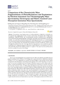 Comparison of the Characteristic Mass Fragmentations of Phenethylamines and Tryptamines by Electron Ionization Gas Chromatograph