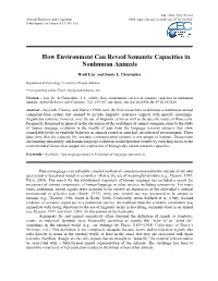 How Environment Can Reveal Semantic Capacities in Nonhuman Animals