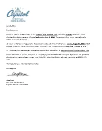June 1, 2016 Dear Customer, Please Be Advised That the Titles On