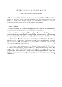 Metric and Topological Spaces