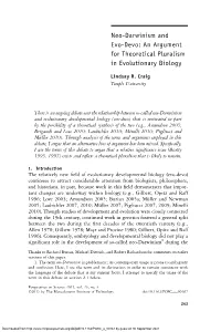 Neo-Darwinism and Evo-Devo: an Argument for Theoretical Pluralism in Evolutionary Biology