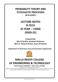 Probability Theory and Stochastic Processes (R18a0403)