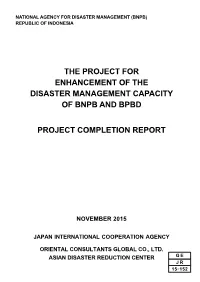The Project for Enhancement of the Disaster Management Capacity of Bnpb and Bpbd Project Completion Report