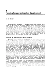 Planning Targets for Irrigation Development