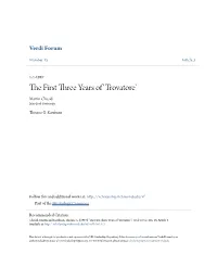 The First Three Years of 'Trovatore'