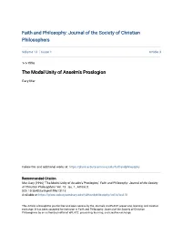 The Modal Unity of Anselm's Proslogion