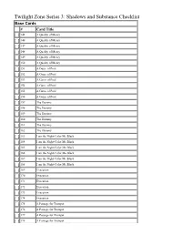 Twilight Zone Series 3: Shadows and Substance Checklist