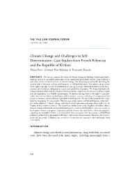 Climate Change and Challenges to Self- Determination