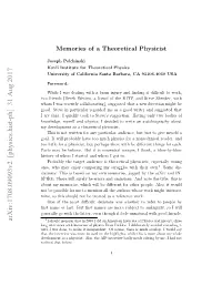 Memories of a Theoretical Physicist