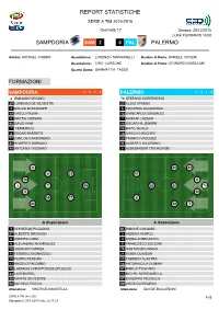 Report Statistiche Sampdoria Palermo