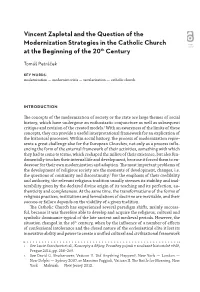 Vincent Zapletal and the Question of the Modernization