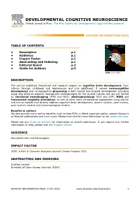 DEVELOPMENTAL COGNITIVE NEUROSCIENCE Official Journal of Flux: the Flux Society for Developmental Cognitive Neuroscience
