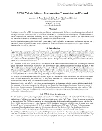 MPEG Video in Software: Representation, Transmission, and Playback