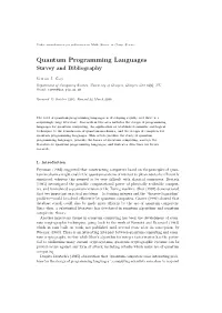 Quantum Programming Languages: Survey and Bibliography 3