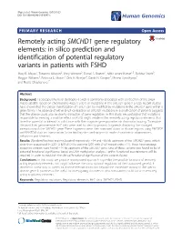 Remotely Acting SMCHD1 Gene Regulatory Elements: in Silico Prediction and Identification of Potential Regulatory Variants in Patients with FSHD Mary B