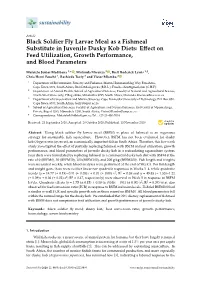Black Soldier Fly Larvae Meal As a Fishmeal Substitute in Juvenile Dusky Kob Diets: Eﬀect on Feed Utilization, Growth Performance, and Blood Parameters