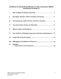 Guidelines for Extraordinary Ministers of Holy Communion (EMHC) Archdiocese of Santa Fe