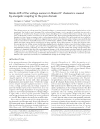 Mode Shift of the Voltage Sensors in Shaker K+ Channels Is Caused by Energetic Coupling to the Pore Domain