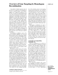 Overview of Gene Targeting by Homologous Recombination 4.29.10
