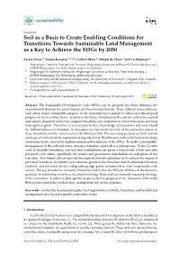 Soil As a Basis to Create Enabling Conditions for Transitions Towards Sustainable Land Management As a Key to Achieve the Sdgs by 2030