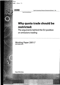 The Arguments Behind the EU Position on Emissions Trading
