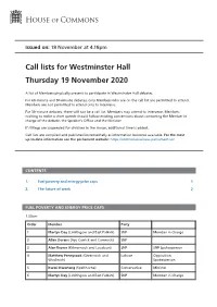 View Call Lists: Westminster Hall PDF File 0.05 MB
