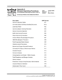 Appendix a Standard Operating Procedures