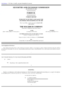 Securities and Exchange Commission Form 8-K The