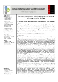 Bioactive Principles and Biological Properties of Essential Oils Of