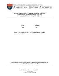 Box Folder 69 2 Yale University. Class of 1938 Reunion. 1988